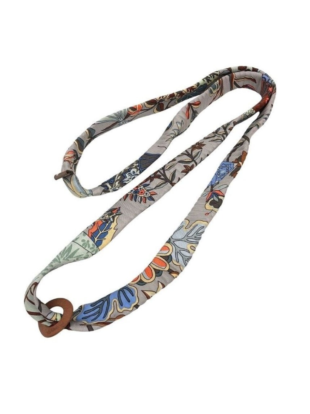 Hermes Petit H Silk Long Necklace Fleurs Et Papillons de Tissus Flower Blooming